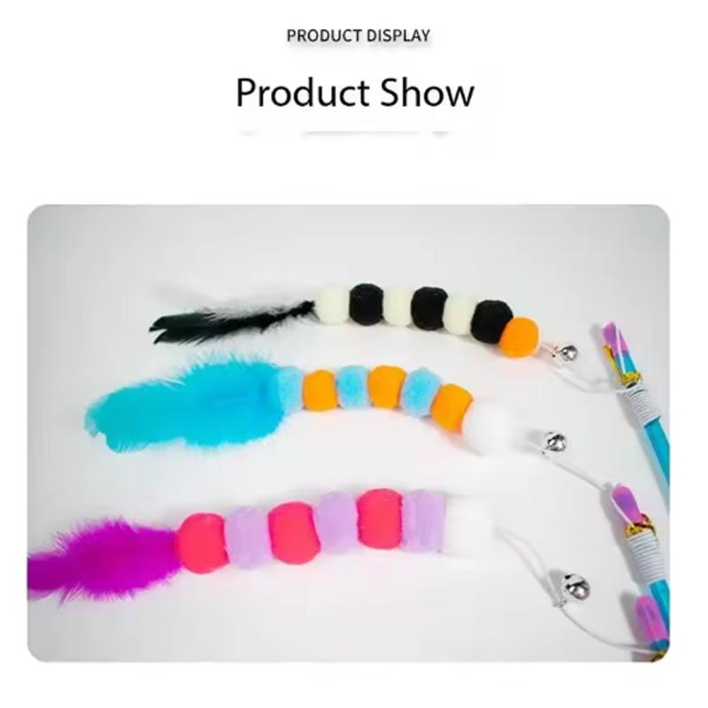 Funny Cat Teaser Interactive Toy Rod with Bell and Feather Toys for Cats Teaser Interactive Toy Rod Pet Cats Toys Stick