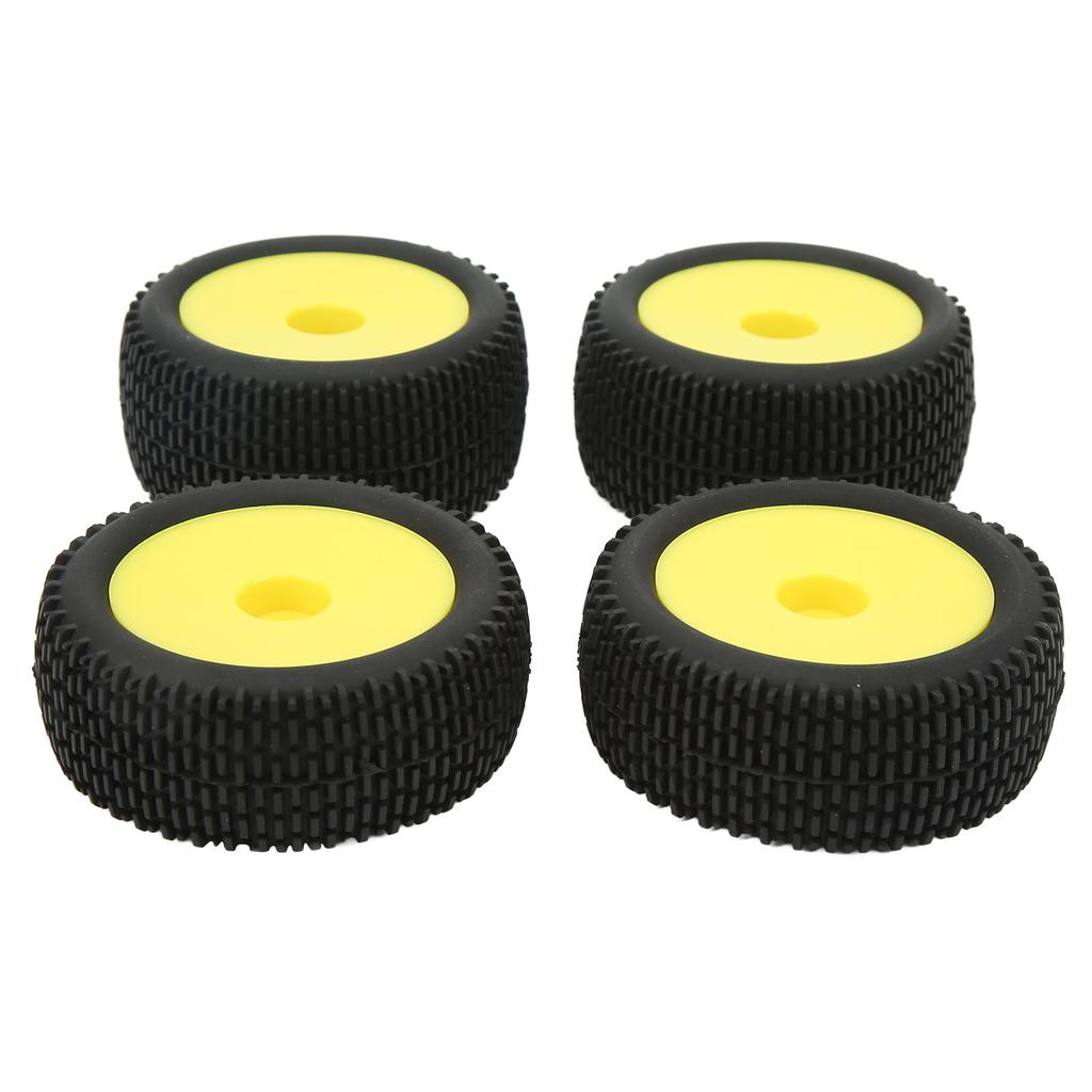 4Pcs RC Rubber Tires Flexible Stable Dense Texture RC Wheel Tires Tyre for 1/10 Off Road Vehicles Yellow