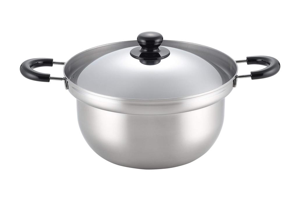 Yoshikawa Kurumentei Edelstahltopf, 26cm, 7,8L Fassungsvermögen, Hergestellt in Japan, Edelstahl, Induktionsgeeignet, Geschenkverpackung verfügbar, SJ1369