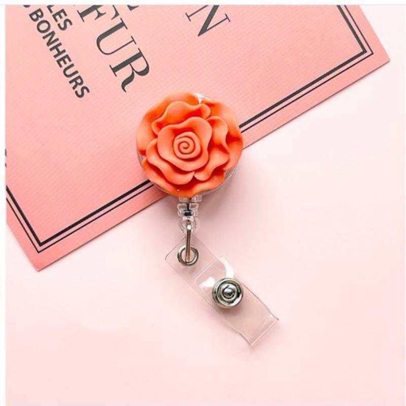 Resin Shiny Flowers Retractable Easy-to-pull Buckle Rotating Easy-to-pull Certificate Buckle Nurse Scroll Badge