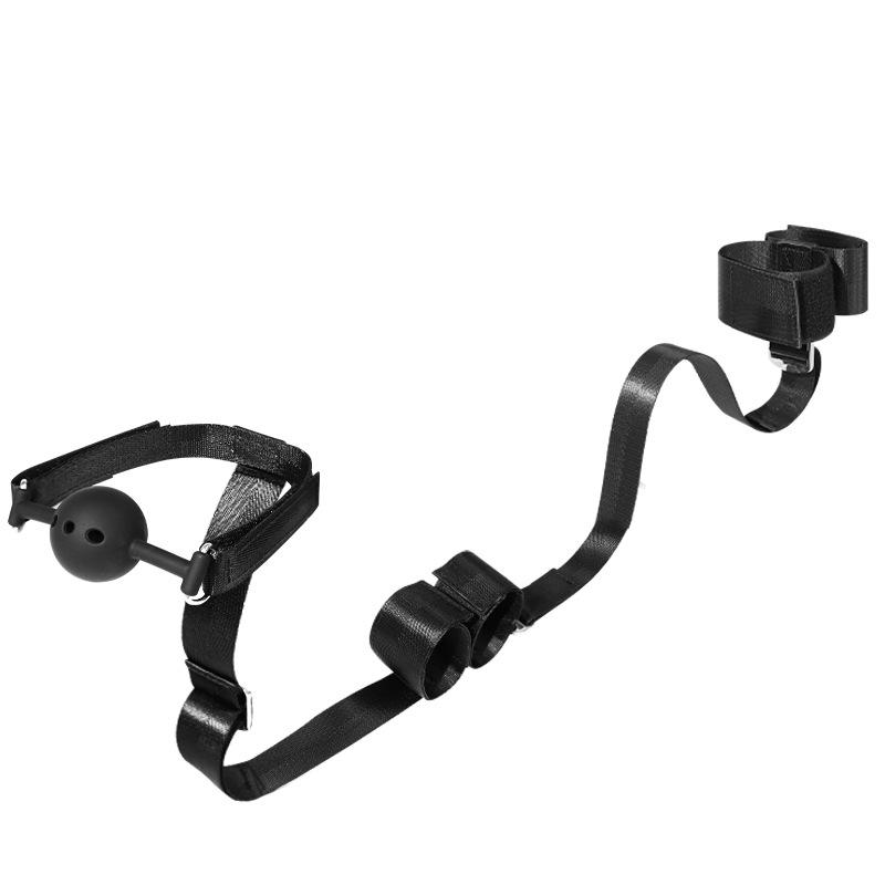 Sex Bondage Set Handcuffs + Footcuffs + Gag SM BDSM Dog Bones Silicone Gag Balls Drooling Sex Furniture Couple Play Toys Cosplay