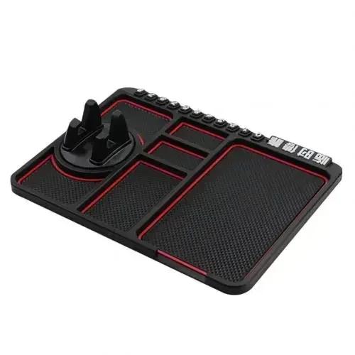 Car Anti Slip Mat Rotatable Phone Holder GPS Storage Cushion with Parking Card Slot Interior Accessories