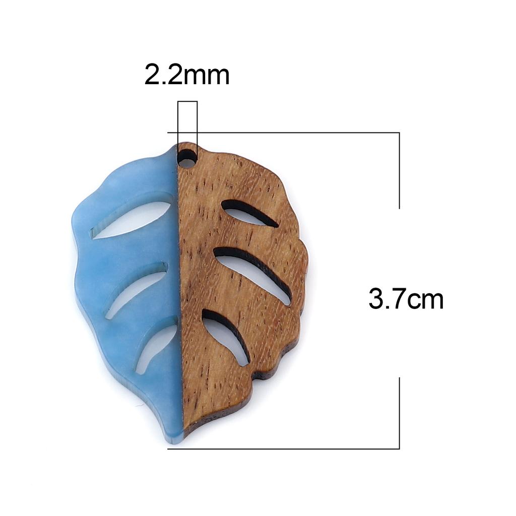 3 PCs/Lot Vintage Resin Wood Effect Leaf Pendants Wooden Plant Foil Charms For DIY Earring Charm Jewelry Making 3.7cm X 2.8cm