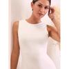 Foreign Trade Order Lu's New Simple Backless Sheath Fishtail White Light Wedding Dress Cocktail Party Formal Dress Dress