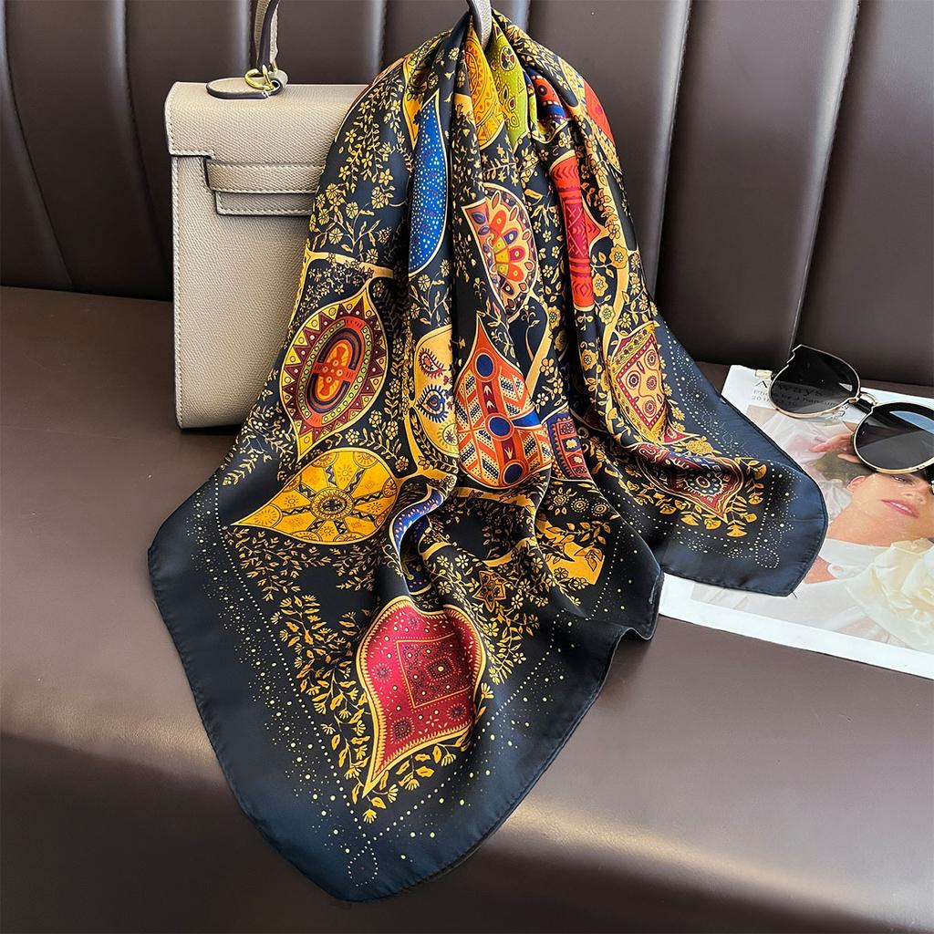 Luxury Silk Square Scarf for Women Print Kerchief Soft Satin Hairband Hands Bag Ribbons Foulard Head Hijab Neckerchief Headband