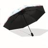 Automatic Open/Close Umbrella with Floral Pattern - Compact Travel Umbrella, Lightweight & Portable for Women/Men, Elegant Che