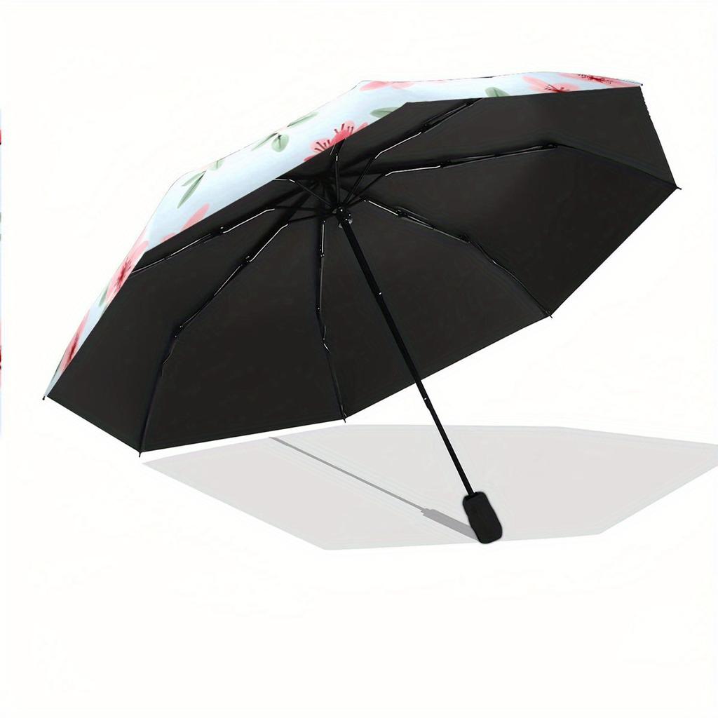 Automatic Open/Close Umbrella with Floral Pattern - Compact Travel Umbrella, Lightweight & Portable for Women/Men, Elegant Che
