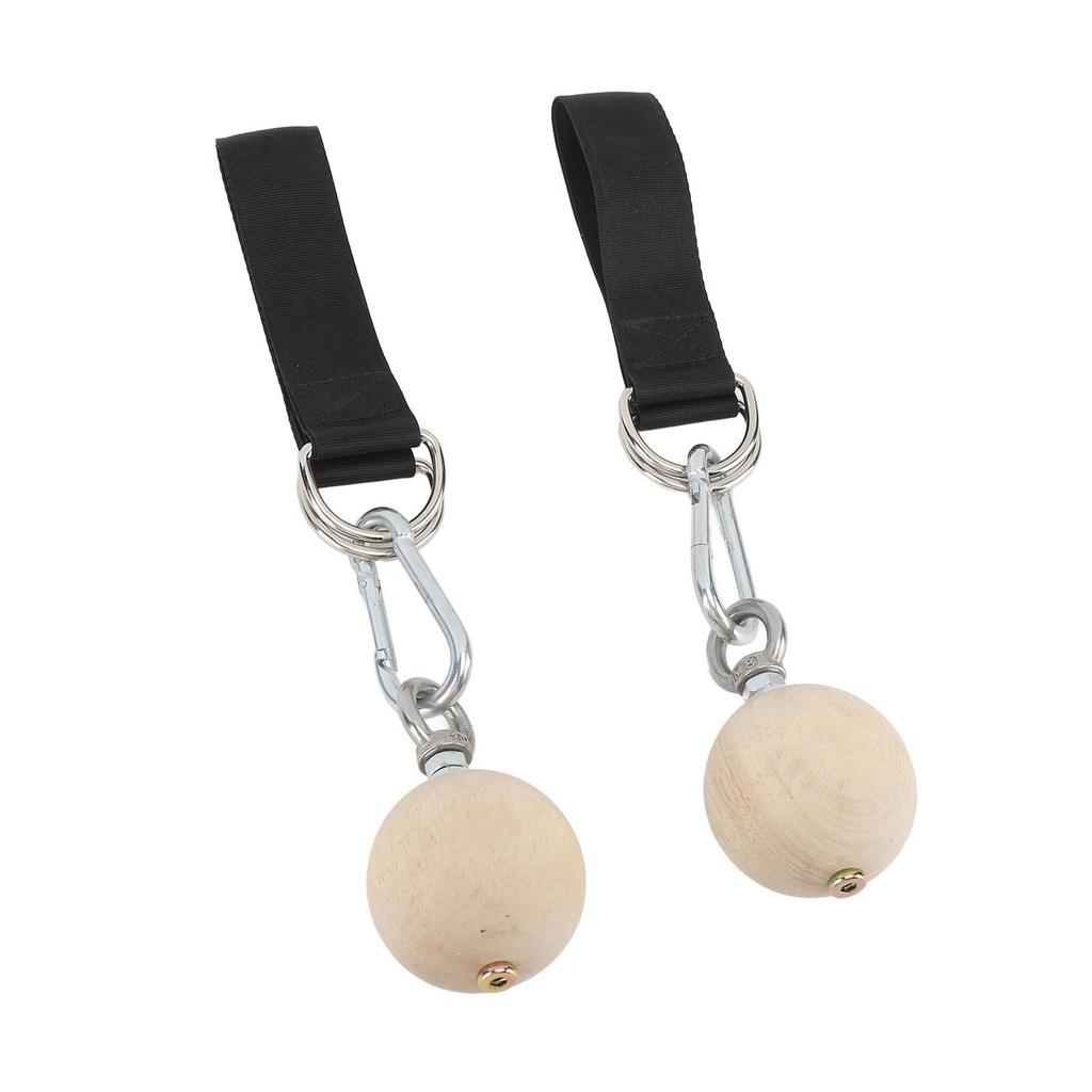 2PCS Pull Up Ball Stainless Steel and Pine Climbing Holds Pull Up Power Training Ball for Health and Fitness