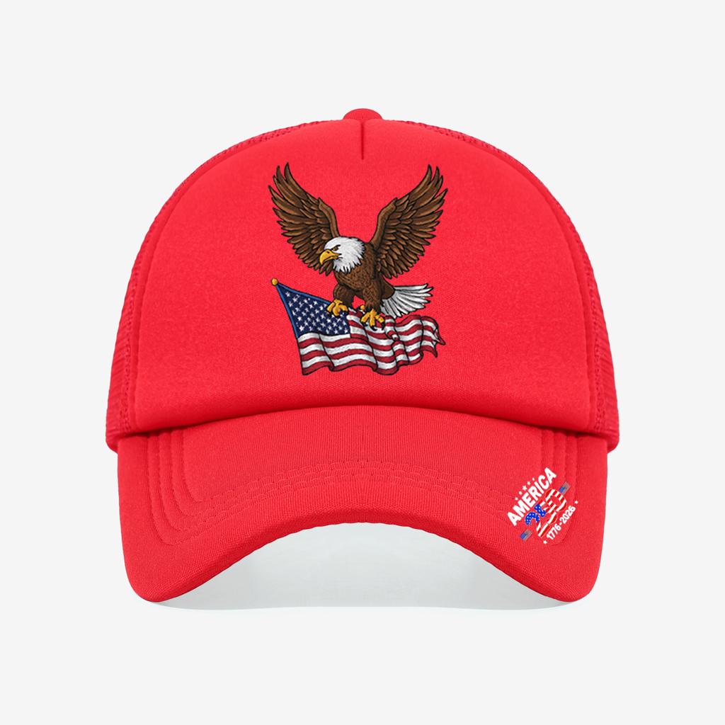 1 Stück Vintage 250. Amerika Trucker-Hut, Realistischer Adler-Flaggen-Druck, Streetwear-Kappe für patriotische Fans