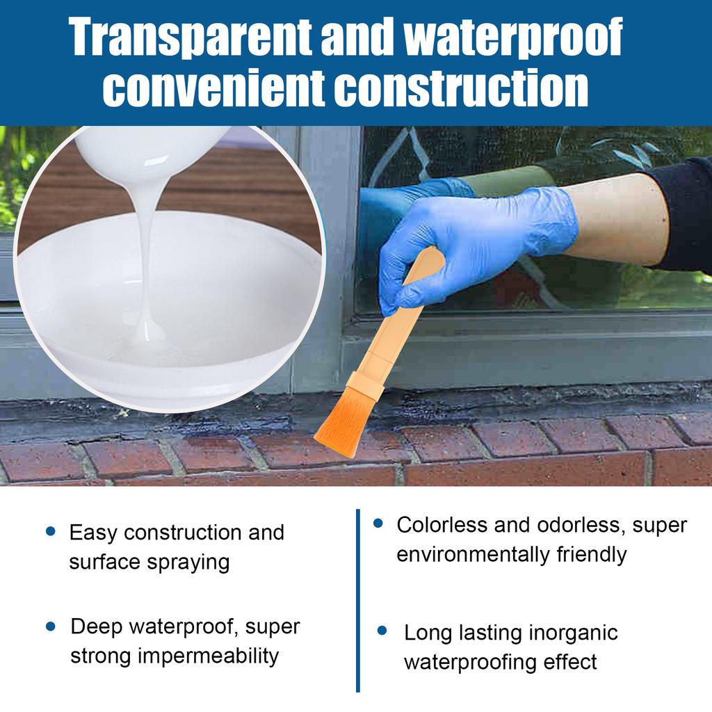 Transparent Waterproof Sealant Bathroom Balcony Roof Leak Repair Tiles Flexible Coating Crack Easy Apply All Weather Protection