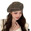 British Retro Plaid Beret New Casual Painter Hat Women'S Simple Woolen Bud Hat Tide