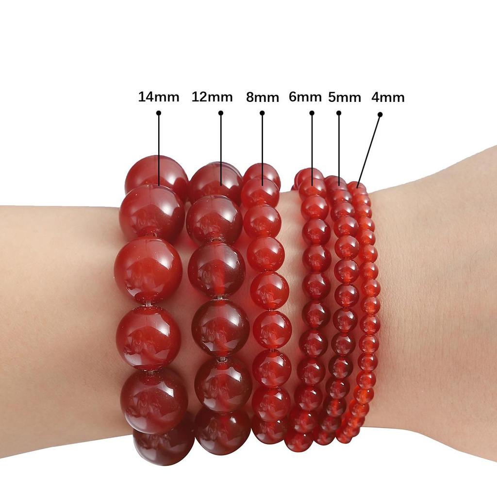 4-14mm/47-92Pcs Natural Red Agate Round Stone Beads For Jewelry Making DIY Bracelet Necklace