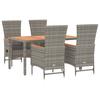 Vidaxl 5-Cz. Garden Furniture Set With Cushions, Grey, PE Rattan