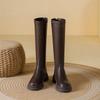 Flat Mouth High Boots Thick Sole 32-34 Size Velvet But Knee Fat Mm Widened Martin Boots
