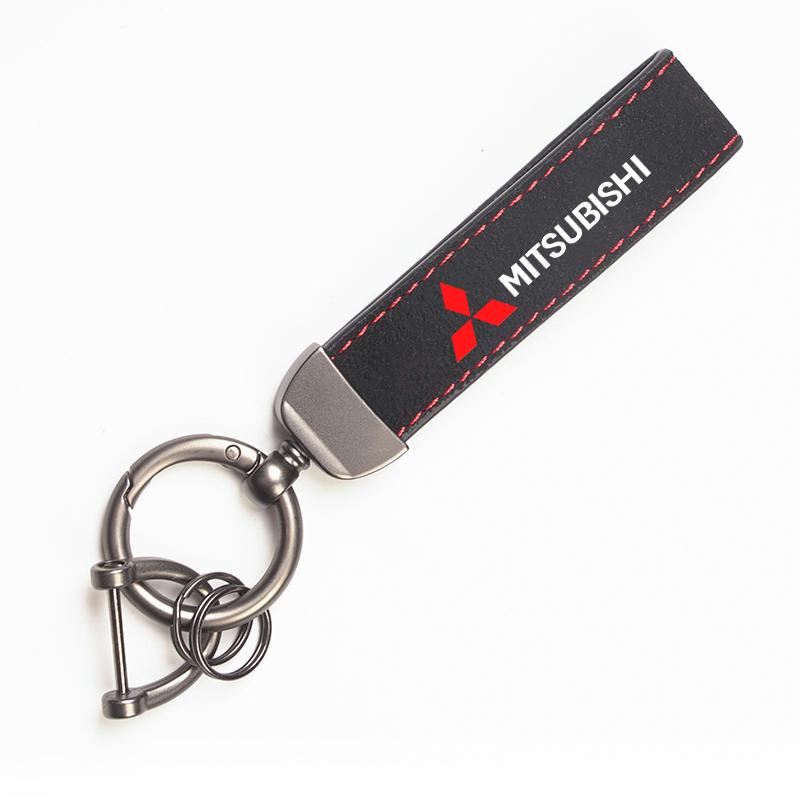

Car Metal Keychain Gift Leather Knitted Suede Keyring For Mitsubishi Xforce ASX L200 Eclipse Cross Outlander Pajero Xpander EK