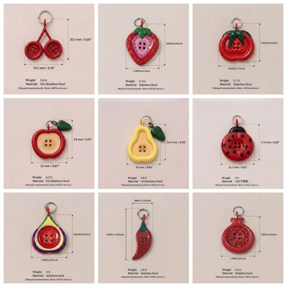 Drop Oil Craft Finish Enamel Mini Pendants 3D Vegetable Drop Oil Beads Keychain Ornament Decor