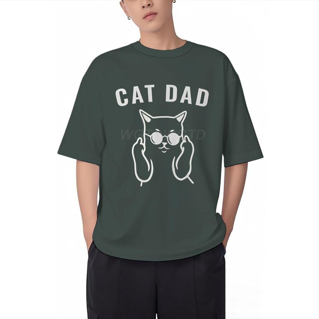 Fun Cat Dad Print T Shirt Men 100 Cotton Short Sleeve Tshirts Humor Fashion Animal Kitten Streetwear Crewneck Ropa Hombre