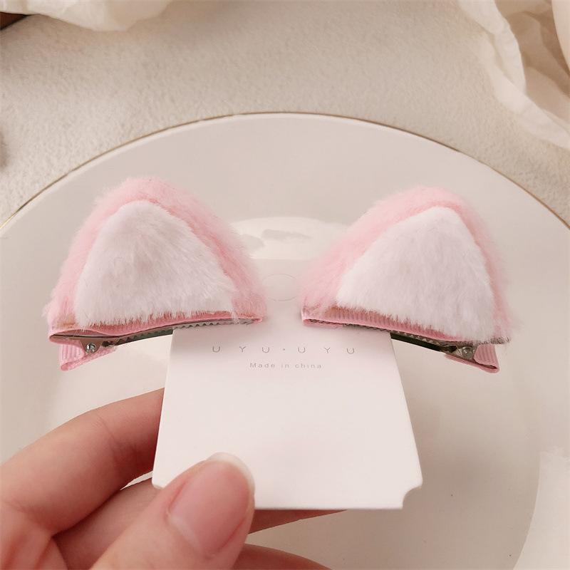 2Pcs Plush Cat Ears Steamed Cat Ear Shaped Bread Children Hair Clip Cute Cartoon Stereo Clip Little Girl Hair Accessory For Dail
