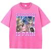Existența este Durere Pisică Tricou Bumbac Spălat Vintage Tricou Grafic Casual Streetwear pentru Primăvară Vară Toamnă