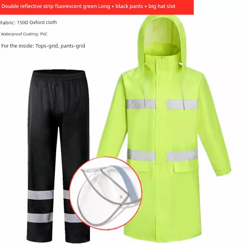 Rainproof Long Reflective Raincoat Adult Breathable Sanitation Property Security Duty Labor Protection Trench Coat Full Body Raincoat