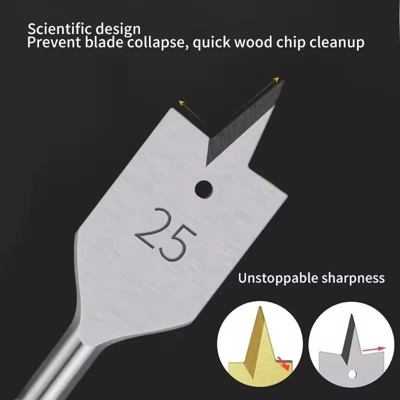 6pcs/1set Natural Color Three Pointed Flat Drill Hexagonal Handle Woodworking Hole Opener Wooden Board Drilling Bit Tool Set