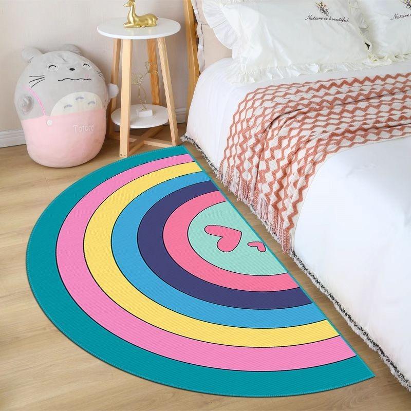 Nordic Ins Style Bedroom Carpet, Living Room Semi-round Floor Mat Children's Room Rainbow Bedside Blanket Home Decoration