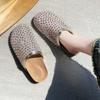 Platform Baotou Cool Slippers for Women In Summer Wear New Round-toe Feng Rhinestone Mesh Slip-on Non-slip Flat Shoes