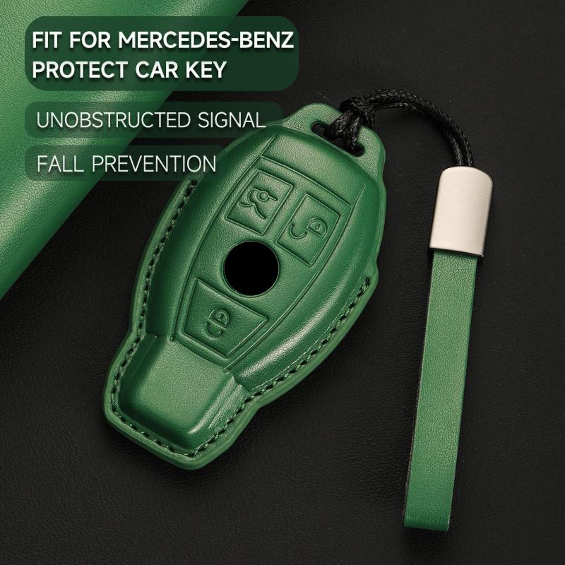 Leather Car Key Cover Case Protection Shell Keychain For Mercedes Benz A C E S Class Gla Cla Glk Glc Cls W204 W463 W176 W205 Amg