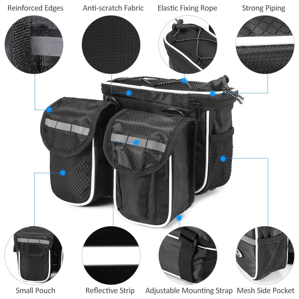 Lixada Cycling Bike Top Tube Bag with Rain Cover Waterproof Mountain Bicycle Front Frame Pannier