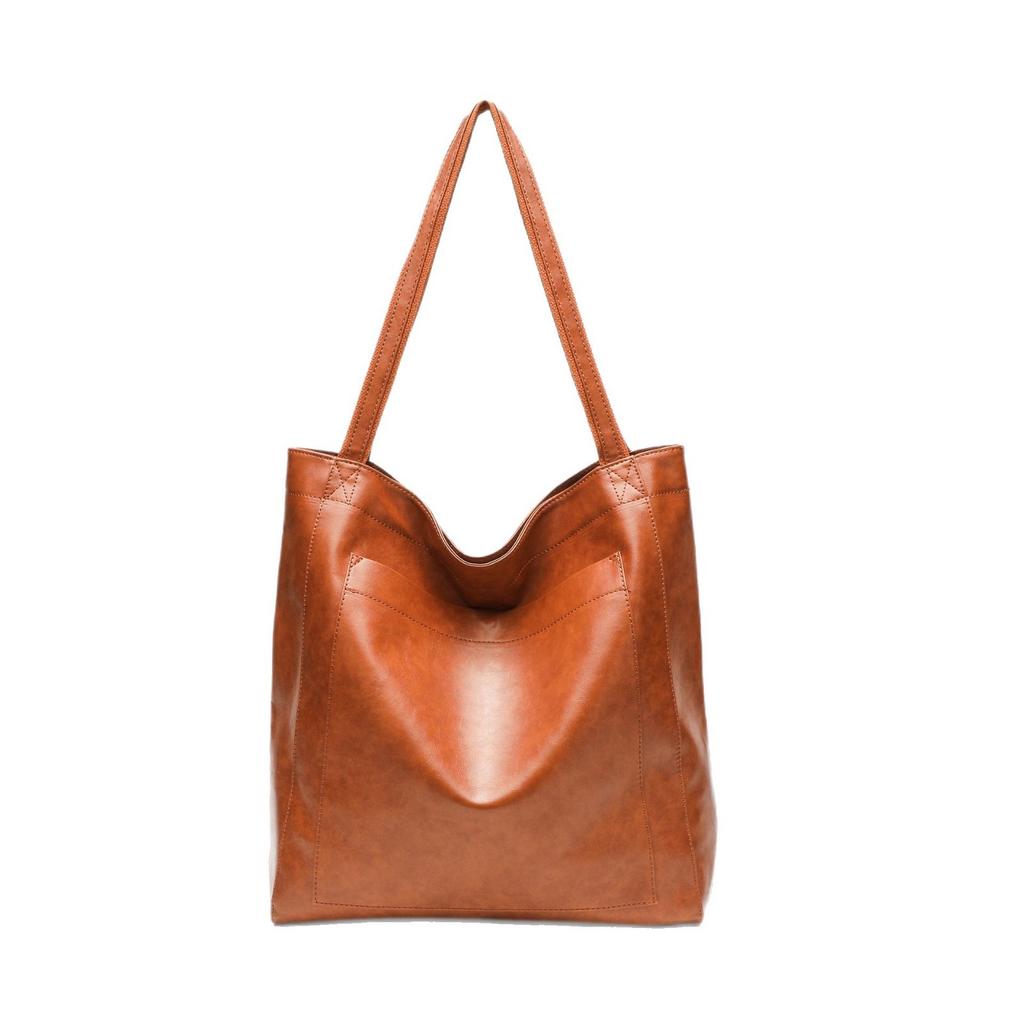 Large Capacity Women'S Soft, Single Shoulder, Vintage Suede, PU, Deep Pink, Dark Brown, Light Brown, Red, Yellow, with Magnet Closure