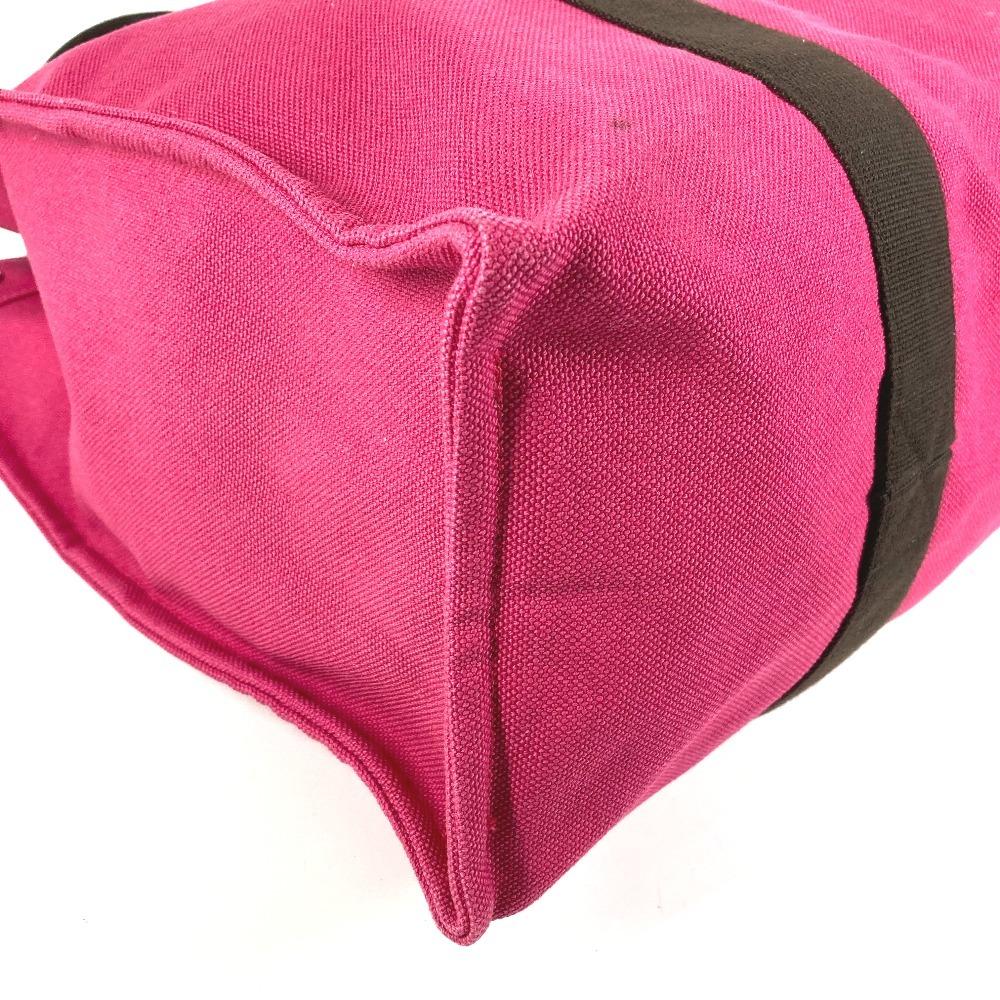 Hermes With Porch Sac De Plage GM Tote Bag Shoulder Bag Canvas pink/Black