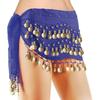 Belly Dance Hip Scarf, Women's Chiffon Belly Dancing Scarf with 128 Coins for Yoga Class