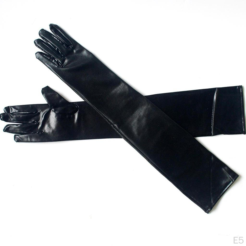 Lange Lederhandschuhe für Damen Kunstleder Lack PU Oper Glänzend Paar Finger Cosplay Passend