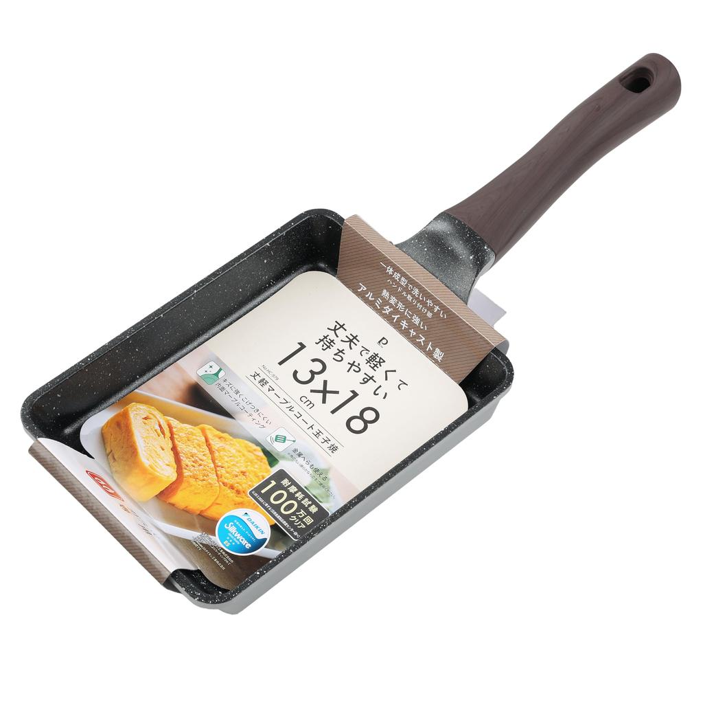 Pärlemor Metall Tamagoyaki 13 x 18 Gasspis Marmor Klarat 1 Miljon Slitagebeständighet PFOA PTFE Metallspatel (Japansk omelett) Behållare, cm,