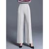 Women's Elastic High Waist Wide Leg Pants Straight Leg Commute Trouser Solid Color Seam Detail Casual Long Pants