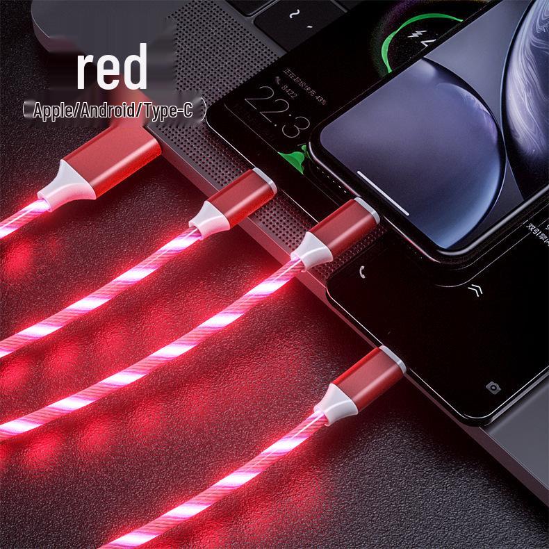 Three-in-One Luminous Fast Charging Cable: Colorful, Glowing, Car-Compatible