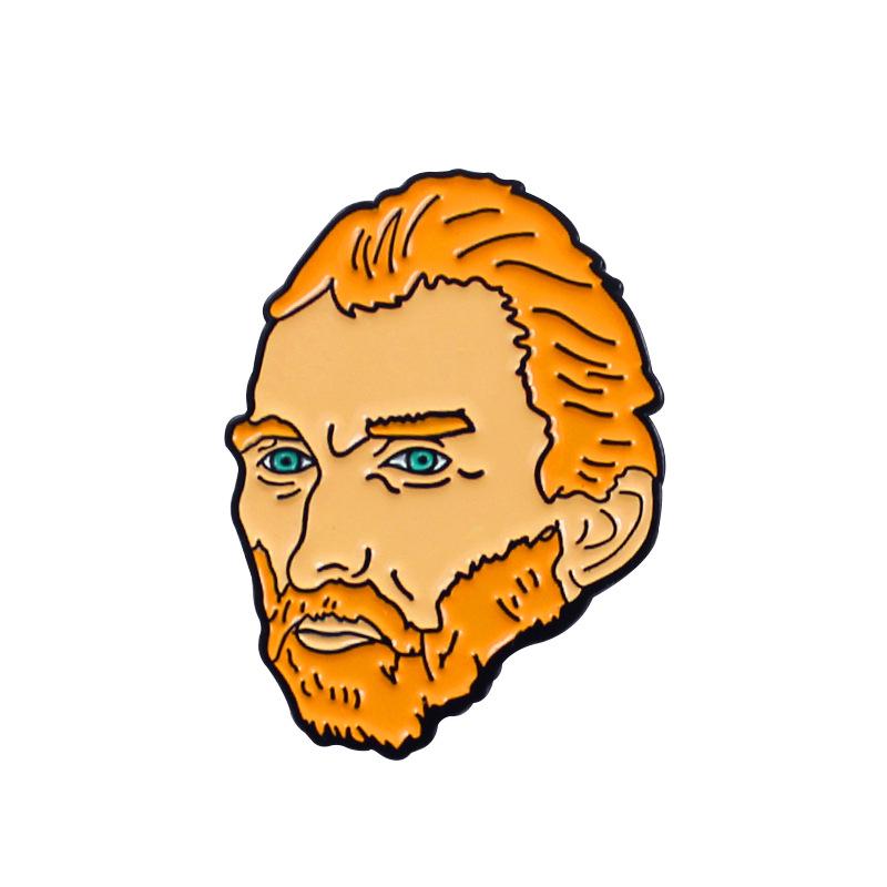 Van Gogh Portrait Drip Oil Brooch: Trendy Dutch Post-Impressionist Accessory