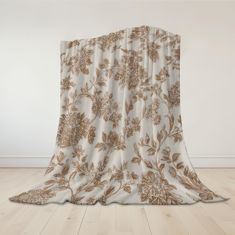 Coperta in Flanella Peonia Beige Calda Morbida Halloween Natale Divano Caldo Accogliente Decorativa Decorazione Regalo per Tutte le Stagioni