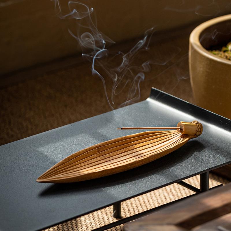 Japanese Style Bamboo Lotus Incense Holder Home Zen Aroma Stick Burner