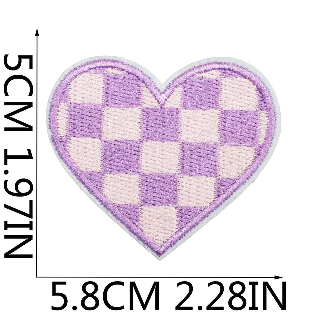 24 Pieces Racing Heart Embroidery Cloth Sticker Colored Love Patch Sticker Bag Decorative Plaid Peach Heart Embroidery Patch