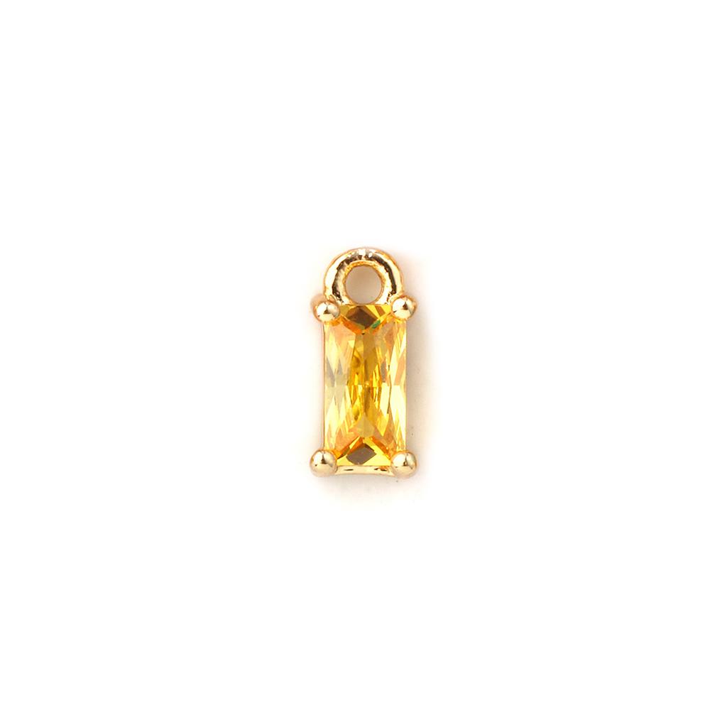 5 PCs Brass & Cubic Zirconia Birthstone Charms 18K Gold Plated Rectangle Mini Pendants For DIY Necklace Bracelet Making 9mm x4mm