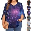 Women's Printing V-neck Plus Size Tops 3/4 Sleeves Elegant Shirt Tops