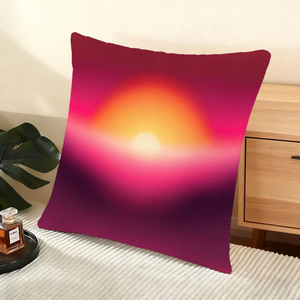 Sunset Gradient pattern Cushion Cover Soft Short Plush Pillow Cover Smooth Cozy Texture Aesthetic Cushion Case Home Decor