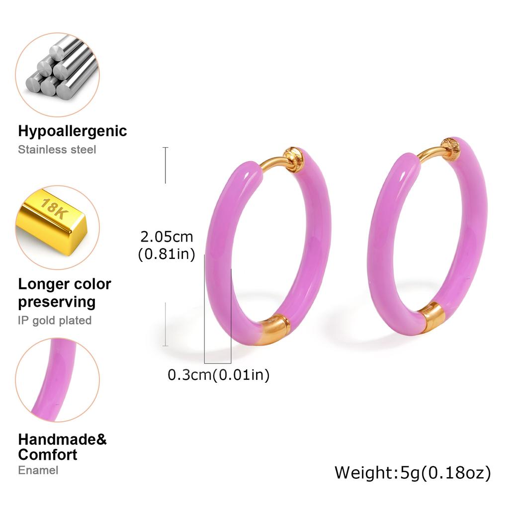 Multi-colored Stainless Steel Hoop Earrings,Elegant Geometric Earrings for Women,Female Jewelry Party Gifts