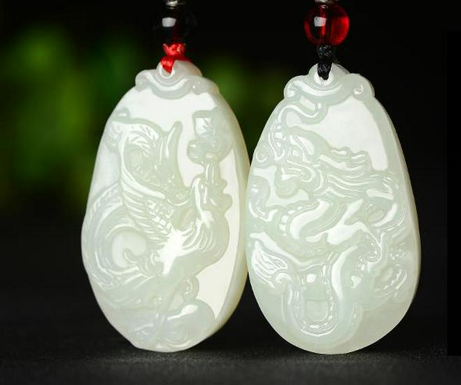 Xinjiang Hotan Jade Tai Chi Dragon and Phoenix Pendant with Certificate – Auspicious Jade Pair