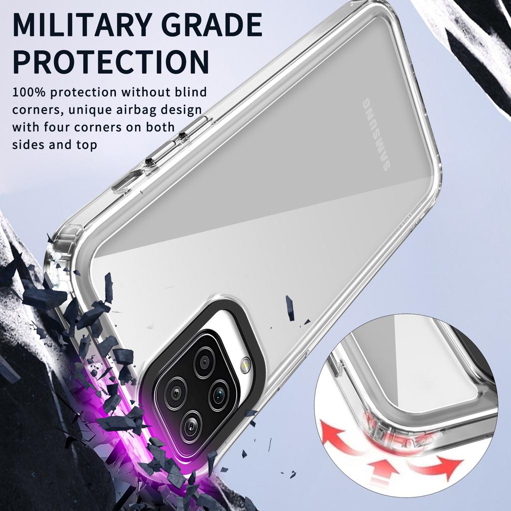 For Samsung Galaxy A12/M12 Case PC+TPU Anti-drop Phone Cover HD Clear