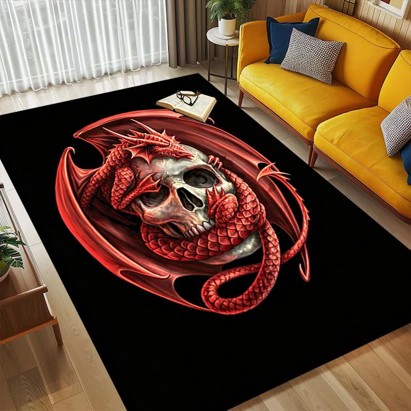 Dragon Skull Living Room Nonslip Area Rug Soft Carpet For Bedroom Game Playroom Sofa Office Home Decor Doormat Christmas Gift