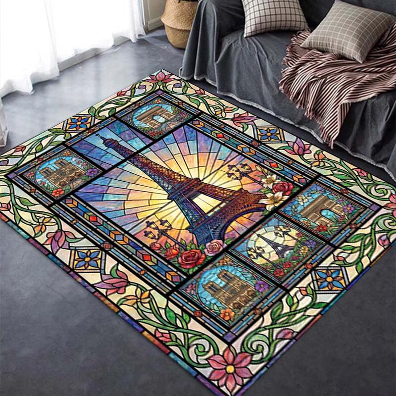 2025 New Paris Eiffel Tower Carpet Rug for Living Room Bedroom Home Sofa Decoration,Kids play Non-slip Floor Mat87