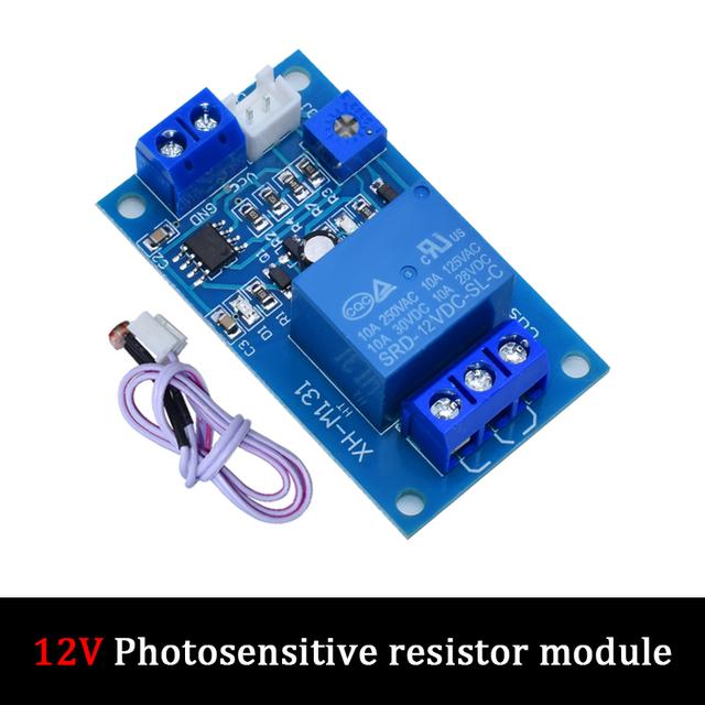 

5V 12V Light Control Switch Photoresistor Relay Module Detection Sensor 10A brightness Automatic Control Module XH-M131