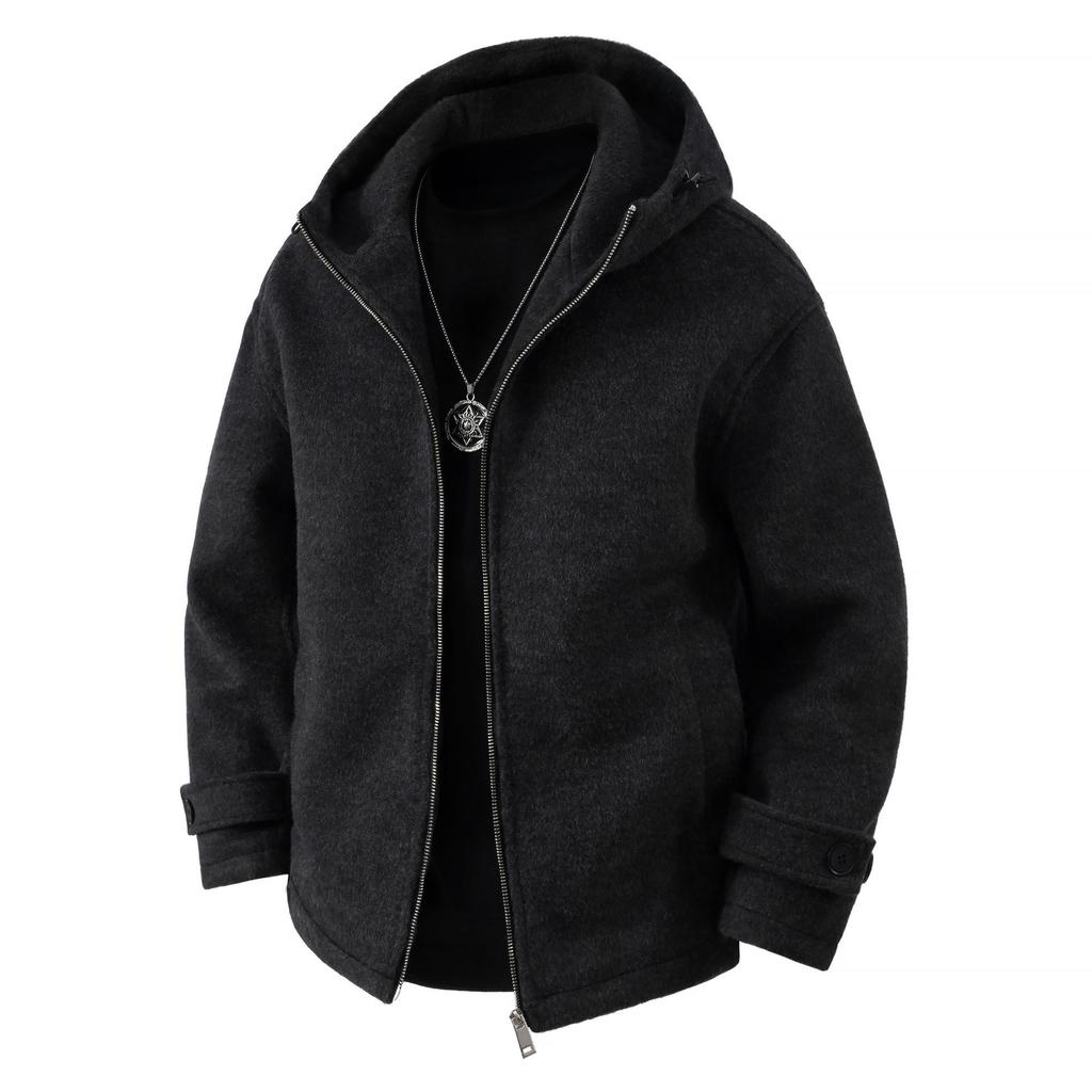 Men's Winter Thick Wool Hooded Zipper Jacket